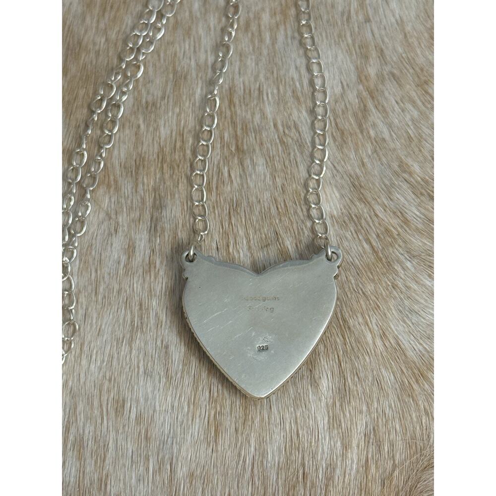 Native American Sterling Silver SW Catalina Turquoise Heart Necklace 925 - Picture 9 of 11